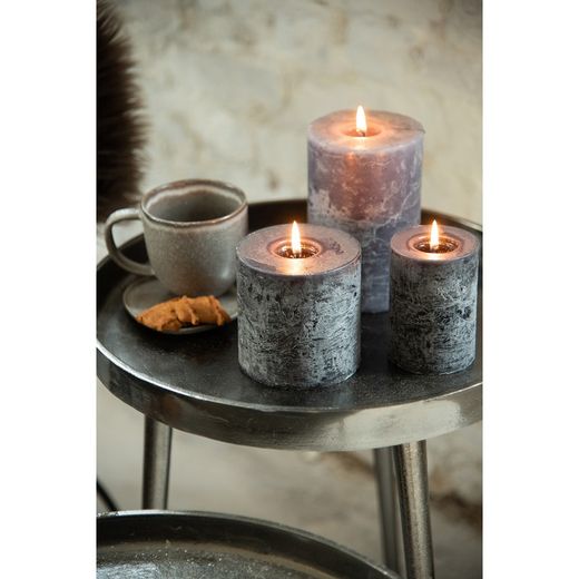 Σετ 3 πλαϊνών τραπεζιών στρογγυλό μέταλλο σκούρο γκρι