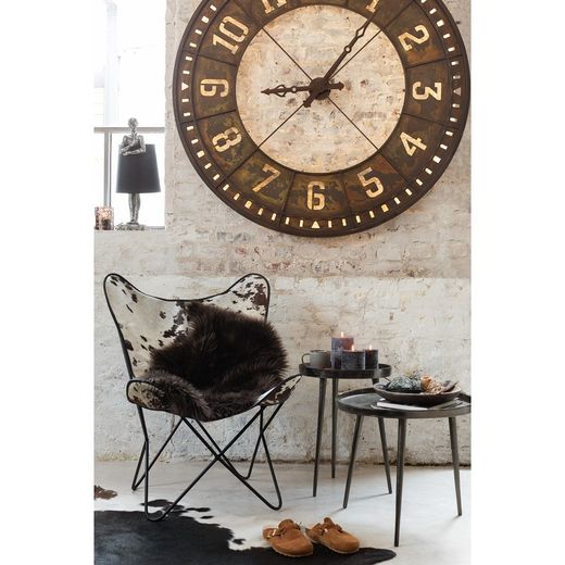 Σετ 3 πλαϊνών τραπεζιών στρογγυλό μέταλλο σκούρο γκρι