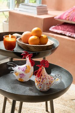 Set de 3 tables d'appoint rondes plateau en métal gris foncé, Ø52x58 cm