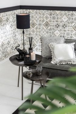 Set de 3 tables d'appoint rondes plateau en métal gris foncé, Ø52x58 cm