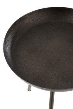 Set de 3 tables d'appoint rondes plateau en métal gris foncé, Ø52x58 cm