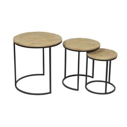 Set de 3 mesas auxiliares de madera, L. 30x30x36,5 cm M. 38x38x42,5 cm S. 48x48x48 cm
