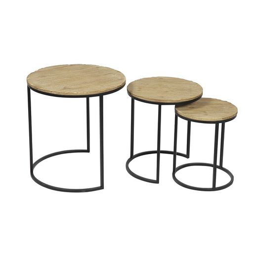 Set de 3 mesas auxiliares de madera, L. 30x30x36,5 cm M. 38x38x42,5 cm S. 48x48x48 cm