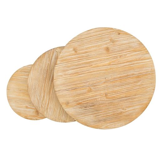 Set de 3 mesas auxiliares de madera, L. 30x30x36,5 cm M. 38x38x42,5 cm S. 48x48x48 cm