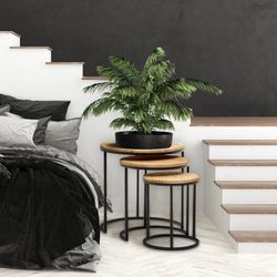 Set de 3 mesas auxiliares de madera, L. 30x30x36,5 cm M. 38x38x42,5 cm S. 48x48x48 cm