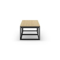 Set of 3 wooden coffee tables in oak, black and grey, 110-55.8 x 60-48 x 41.8-35.6 cm | Camelia