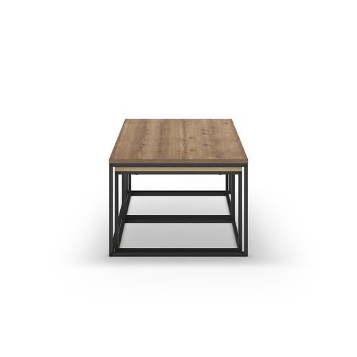 Set of 3 wooden coffee tables in oak, walnut and brown, 110-55.8 x 60-48 x 41.8-35.6 cm | Camelia