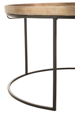 Set de 3 tables basses rondes en aluminium marron/noir, Ø78x48 cm