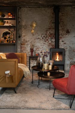 Set de 3 tables basses rondes en aluminium marron/noir, Ø78x48 cm