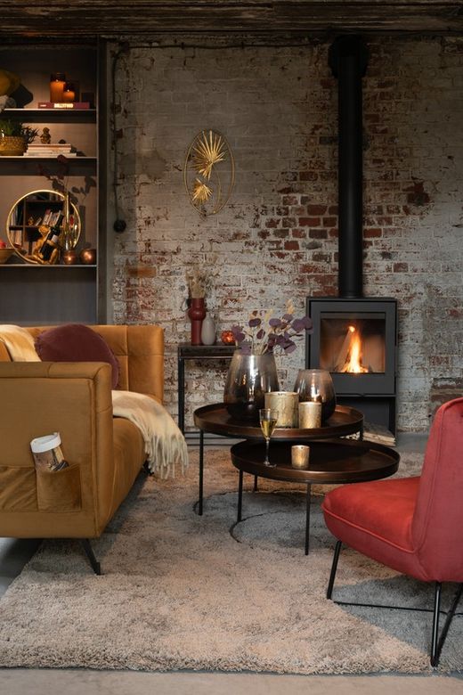 Set de 3 tables basses rondes en aluminium marron/noir, Ø78x48 cm