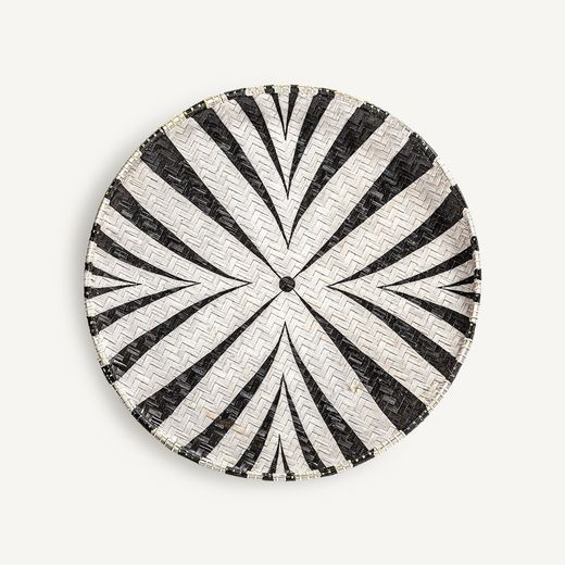 Set med 3 svartvita dekorativa paneler i bambu, 67 x 6 x 67 cm