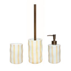 Set de baño de 3 piezas de cerámica en blanco y beige | Bari