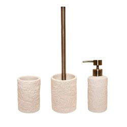 Set de baño de 3 piezas de poliresina en beige | Sand
