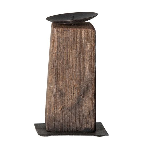 Set of 3 ZWAIA Natural Mango Wood Candle Holders, 10x10x23 cm.