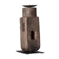 Set of 3 ZWAIA Natural Mango Wood Candle Holders, 10x10x23 cm.