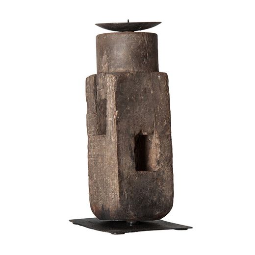 Set of 3 ZWAIA Natural Mango Wood Candle Holders, 10x10x23 cm.