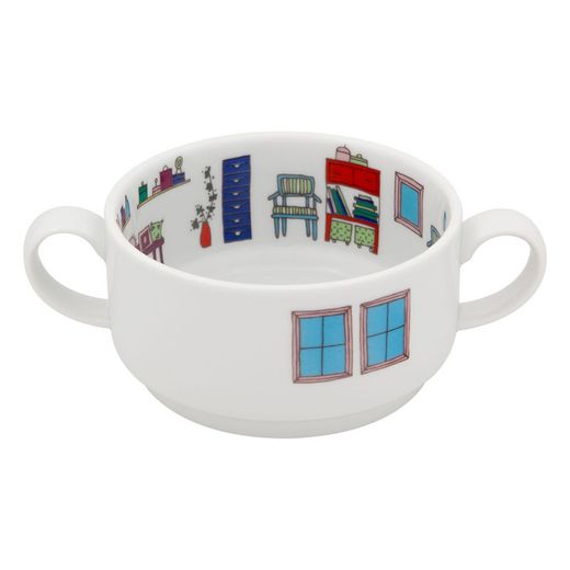 Zestaw 3 kolorowych porcelanowych filiżanek, 15,7 x 10,7 x 17,1 cm | Bairro Das Flores