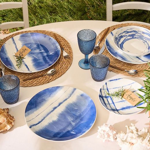 Set of 3 glass glasses in blue, 8.5 x 8.5 x 10 cm | Davor Blue