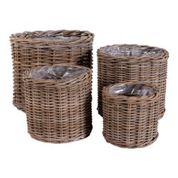 Conjunto de 4 cestos de rattan natural, 40 x 40 x 35 cm | Bogor