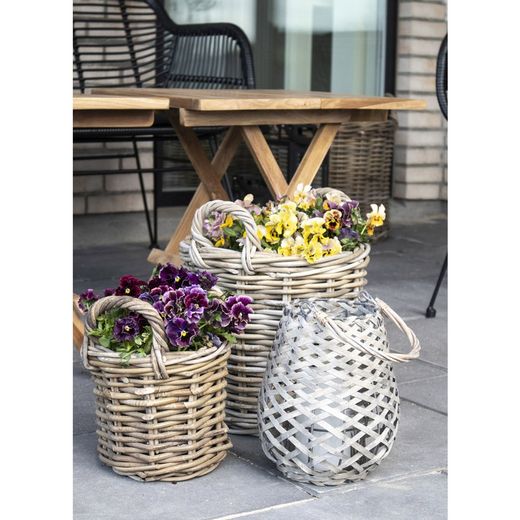 Set of 4 natural rattan baskets, 50 x 50 x 58 cm | Caor