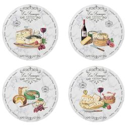 Set med 4 osttallrikar i porslin i flerfärgad, Ø 19 x 2 cm | Les Fromages