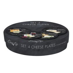 Set med 4 osttallrikar i porslin i flerfärgad, Ø 19 x 2 cm | Värld av ost