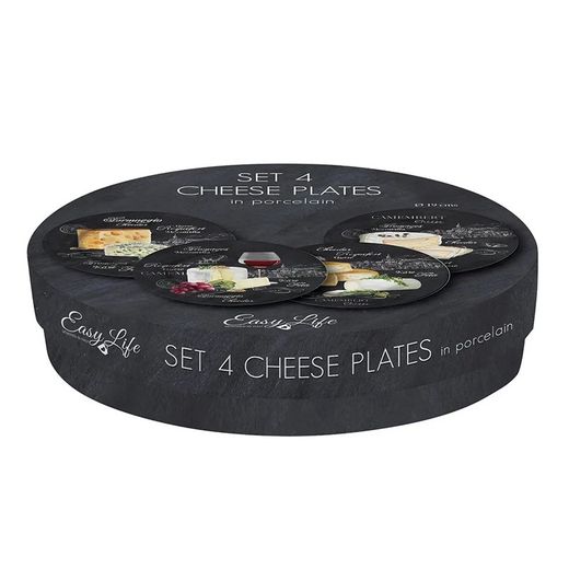 Set med 4 osttallrikar i porslin i flerfärgad, Ø 19 x 2 cm | Värld av ost
