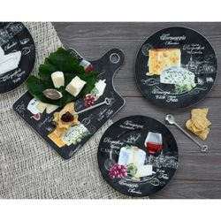 Set med 4 osttallrikar i porslin i flerfärgad, Ø 19 x 2 cm | Värld av ost