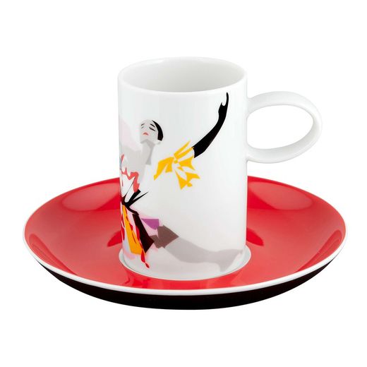 Set mit 4 Kaffeetassen aus mehrfarbigem Porzellan mit Untertasse, 28,7 x 28,7 x 28,7 cm | Tschaikowsky