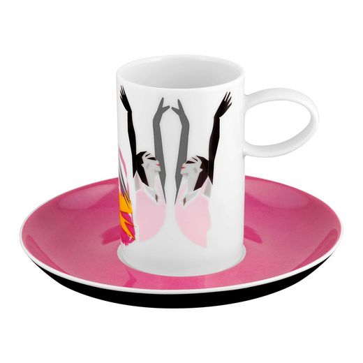 Set mit 4 Kaffeetassen aus mehrfarbigem Porzellan mit Untertasse, 28,7 x 28,7 x 28,7 cm | Tschaikowsky