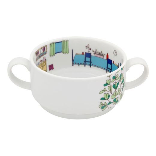 Zestaw 4 kolorowych filiżanek porcelanowych, 15,7 x 10,7 x 21,5 cm | Bairro Das Flores