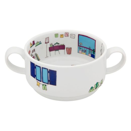 Zestaw 4 kolorowych filiżanek porcelanowych, 15,7 x 10,7 x 21,5 cm | Bairro Das Flores