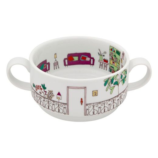 Zestaw 4 kolorowych filiżanek porcelanowych, 15,7 x 10,7 x 21,5 cm | Bairro Das Flores