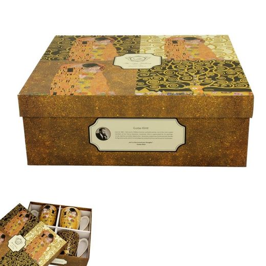 Set de 4 tasses en porcelaine multicolores | Le baiser de Klimt