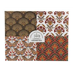 Set de 4 tasses en porcelaine multicolores | géométrique