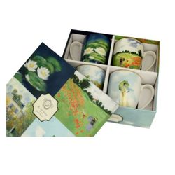 Set of 4 multicolored porcelain cups | monet