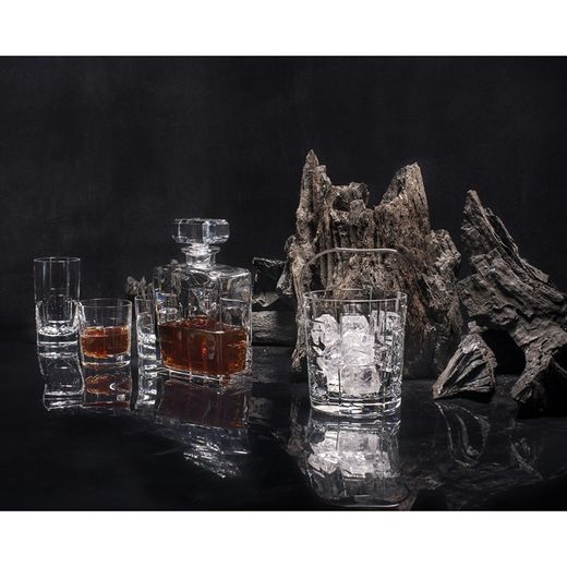 Set de 4 verres courts et flacon en verre transparent | Portrait