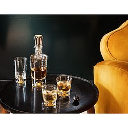 Σετ 4 κοντά ποτήρια και μπουκάλι από κρύσταλλο και διάφανο χρυσό και χρυσό | Όλυμπος