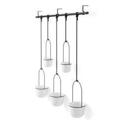 Set van 5 hangende plantenbakken in zwart en wit polymeer, 138 x 18 x 95 cm | drieflora