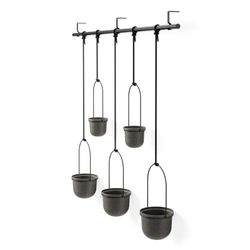 Lot de 5 jardinières suspendues en polymère noir, 138 x 18 x 95 cm | triflore