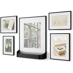 Set of 5 black photo frames, 39 x 9 x 31 cm