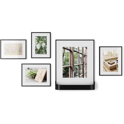 Set of 5 black photo frames, 39 x 9 x 31 cm