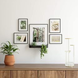 Set of 5 black photo frames, 39 x 9 x 31 cm