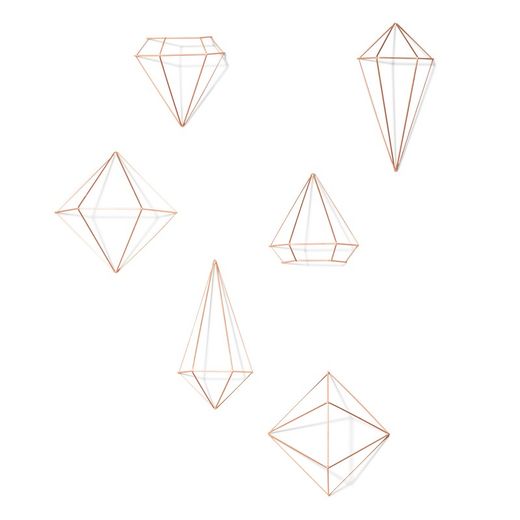 Set of 6 copper steel wall decorations | Prism