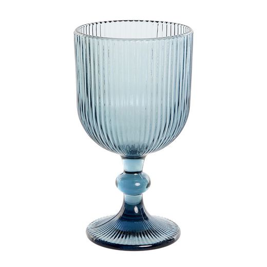 Zestaw 6 kryształowych szklanek do wody w kolorze niebieskim, Ø 9 x 17 cm | linie