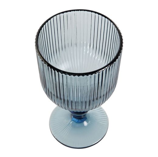 Zestaw 6 kryształowych szklanek do wody w kolorze niebieskim, Ø 9 x 17 cm | linie