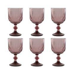 Set of 6 water glasses, 6 wine glasses, and 6 flute glasses in pink | Striped