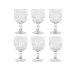Set of 6 clear glass water glasses, 9 x 9 x 16.5 cm | Striped