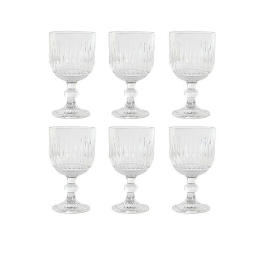 Set de 6 copas de agua de cristal en transparente, 9 x 9 x 16,5 cm | Striped