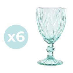Set di 6 bicchieri da acqua in cristallo turchese, Ø 8,7 x 17 cm | Magellano